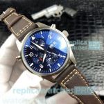 Best Quality Replica IWC Big Pilots Top Gun Blue Dial Brown Leather Strap Watch